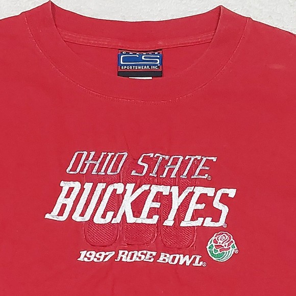 Vintage Ohio State Buckeyes Embroidered  Ted 1997 Rose Bowl Shirt Mens Sz Large - Picture 2 of 10